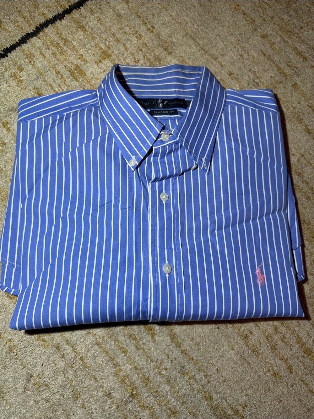 Ralph Lauren Classic Fit Blue Stripe Button-Down Shirt - Polo-style